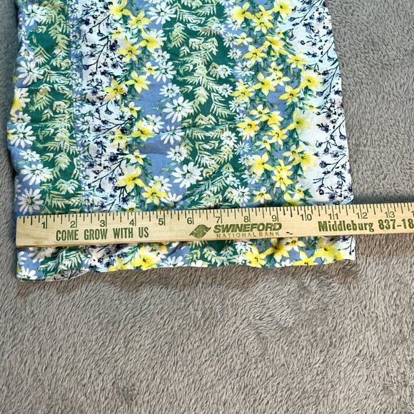 Loft Pants Women's Medium Green Floral Print Wide Leg Cropped Bohemian Fairy - Picture 7 of 11